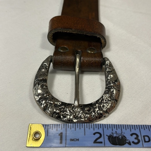 VTG Chunky Leather Studded Jacquard Belt, Wide Unisex Bohemian Tapestry Moto - Picture 9 of 12